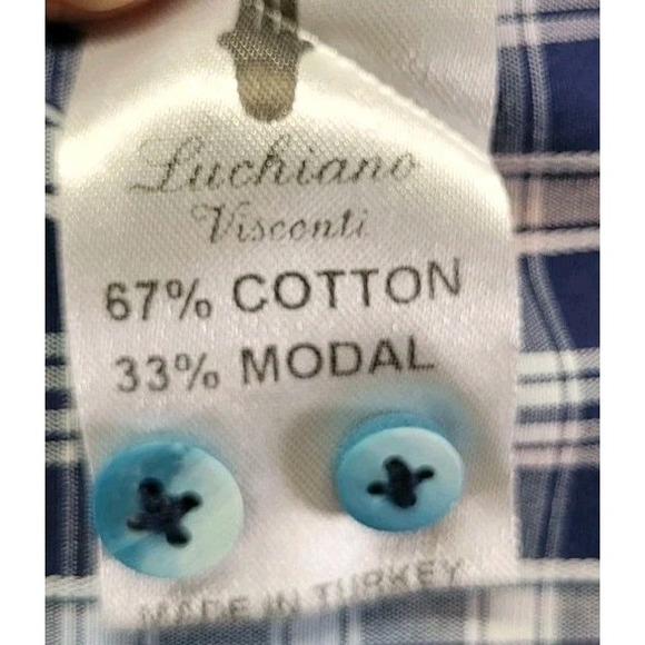 Luchiano Visconti Black Shirt Abstract Check Pattern Long-Sleeve Mens Size XL - Picture 11 of 12